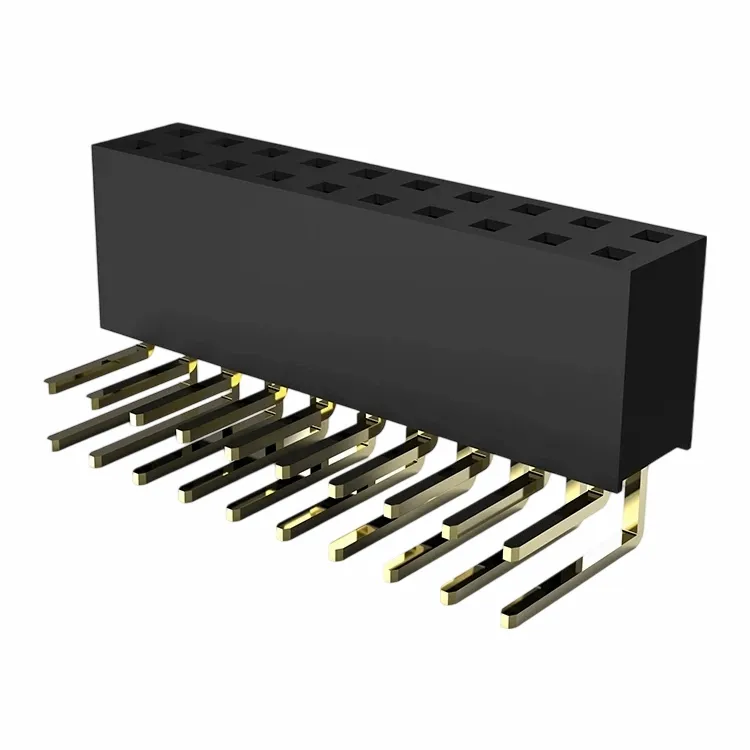 2.54mm fanm header doub ranje dwat ang plonje y kalite